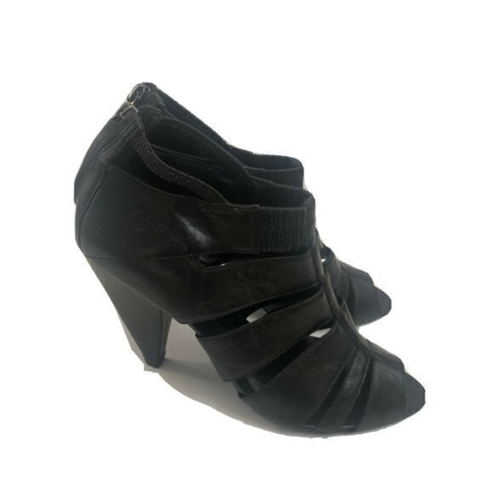Aldo Womens ShoesBooties Heels Black Leather Size 9 Open Toe